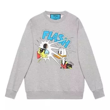Толстовка x disney crossover donald duck cartoon printing round neck pullover gray Gucci, серый