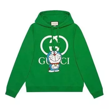 Толстовка x doraemon cotton hoodie 'green' Gucci, зеленый