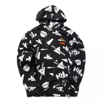 Толстовка x helly hansen all over print hoodie 'black white orange' Puma, черный