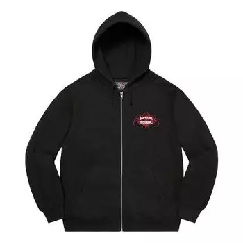 Толстовка x hysteric glamour zip up hooded sweatshirt 'black white red' Supreme, черный
