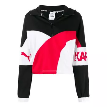 Толстовка x karl xtg half-zip hoodie 'black white red' Puma, черный