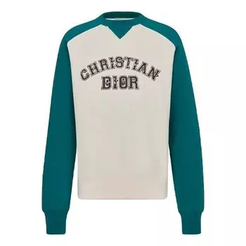 Толстовка x kenny scharf jointly signed fw21 letter embroidery round collar sports male white Dior, белый