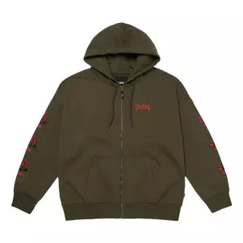 Толстовка x okeh fire record hoodie 'olive green' Vans, зеленый