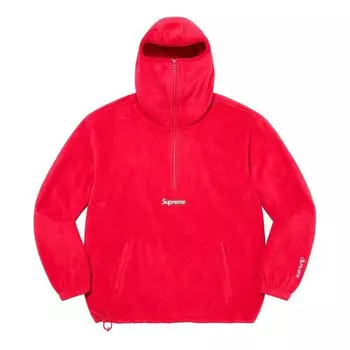 Толстовка x polartec facemask half zip pullover 'red white' Supreme, красный