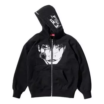 Толстовка x the crow zip up hooded sweatshirt 'black white' Supreme, черный
