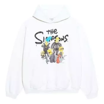 Толстовка x the simpsons cotton hoodie wide fit 'white' Balenciaga, белый