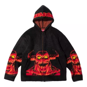 Толстовка x toy machine zip up hooded sweater 'black red' Supreme, черный