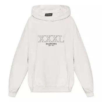 Толстовка xxxl oversized popover hoodie 'off white' Balenciaga, белый
