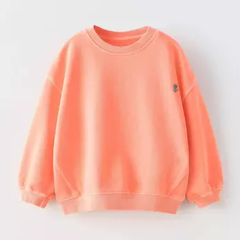 Толстовка Zara Garment-dye Embroidered, оранжевый