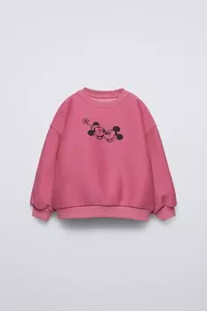 Толстовка ZARA с принтом DISNEY на груди и спине, фуксия
