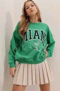 Толстовка - Зеленый - Классический крой Trend Alaat Stili, зеленый