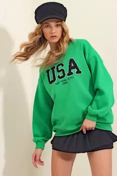 Толстовка - Зеленый - Классический крой Trend Alaat Stili, зеленый