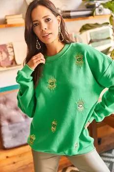 Толстовка - Зеленый - Oversize Olalook, зеленый