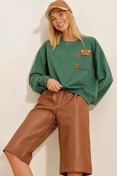 Толстовка - Зеленый - Oversize Trend Alaat Stili, зеленый