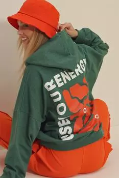 Толстовка - Зеленый - Oversize Trend Alaat Stili, зеленый