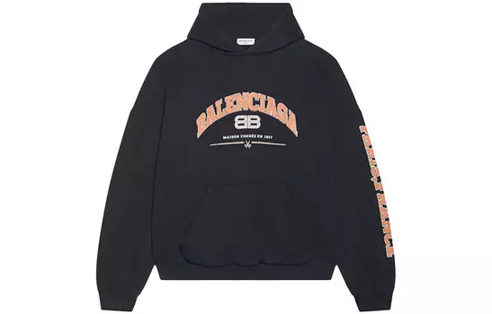 Толстовка женская Balenciaga, черный / оранжевый / белый