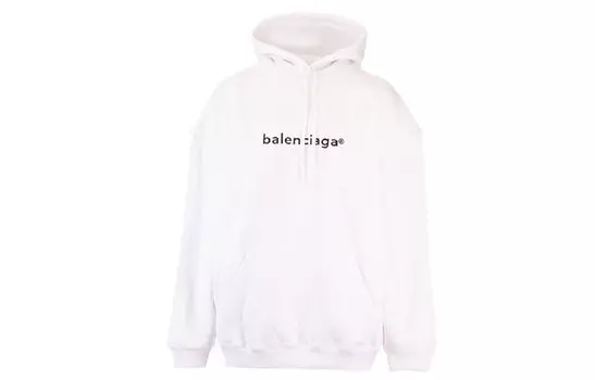 Толстовка женская Balenciaga с карманом-кенгуру, белый