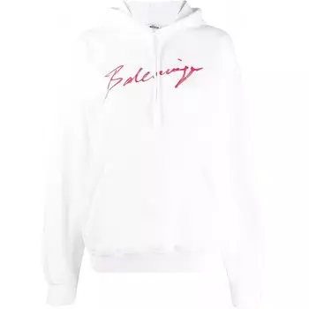 Толстовка женская Balenciaga с карманом-кенгуру и капюшоном, белый