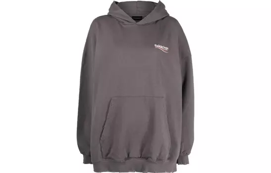 Толстовка женская Balenciaga с карманом-кенгуру, серый