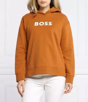 Толстовка женская Boss с капюшоном и логотипом бренда, коричневый