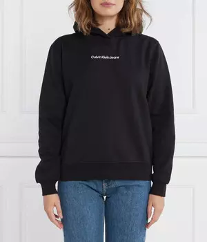 Толстовка женская Calvin Klein Jeans хлопковая с логотипом бренда, черный