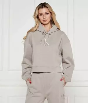 Толстовка женская Calvin Klein Jeans короткая с логотипом, бежевый