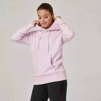 Толстовка женская длинная фитнес - 500 Essentials розовато-лиловая DOMYOS, светло-лиловый