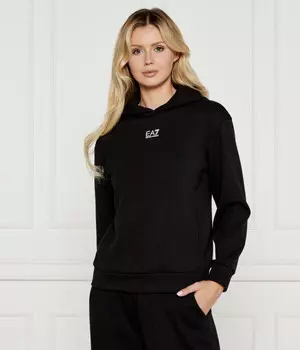 Толстовка женская Ea7 Regular Fit с капюшоном, черный