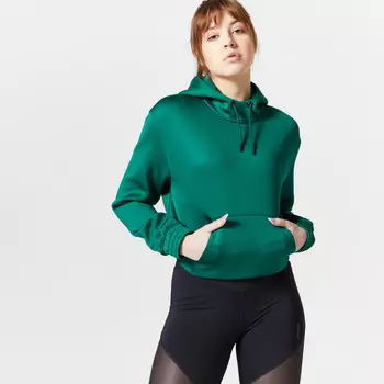 Толстовка женская - FSW500 зеленая DOMYOS, цвет gruen