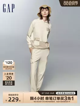 Толстовка женская Gap с капюшоном и заниженными рукавами, бежевый