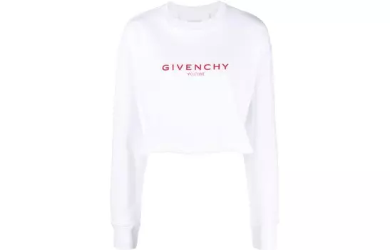 Толстовка женская Givenchy короткая, белый / красный