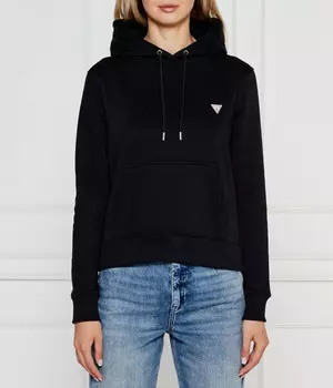 Толстовка женская Guess Jeans короткая с логотипом бренда, черный