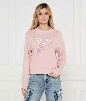Толстовка женская Guess Jeans с круглым вырезом, розовый