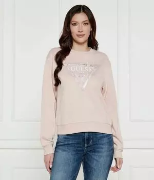 Толстовка женская Guess Jeans с логотипом и перфорацией, розовый