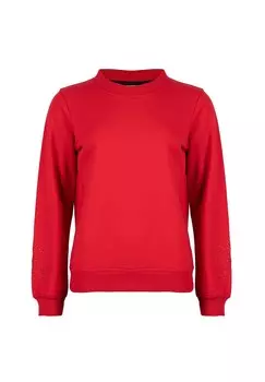 Толстовка женская Элегантность, вышивка на рукавах, металлическая эмблема, эластичные манжеты в рубчик ROADSIGN australia, красный