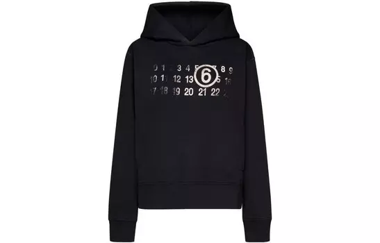 Толстовка женская Mm6 Maison Margiela с капюшоном и принтом, черный