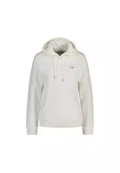 Толстовка женская - REGULAR SHIELD HOODIE, свитер с капюшоном, логотип GANT, экрю