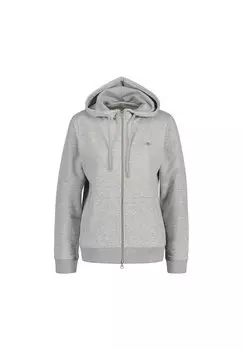 Толстовка женская - REGULAR SHIELD ZIP HOODIE, куртка с капюшоном, логотип GANT, цвет Hellgrau