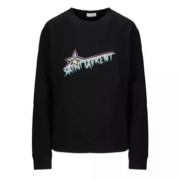 Толстовка женская Saint Laurent с принтом логотипа, черный