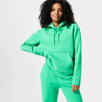 Толстовка женская теплая - 500 зеленый DOMYOS, цвет gruen