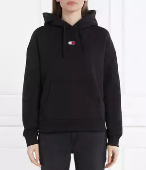 Толстовка женская Tommy Jeans хлопковая с логотипом бренда, черный