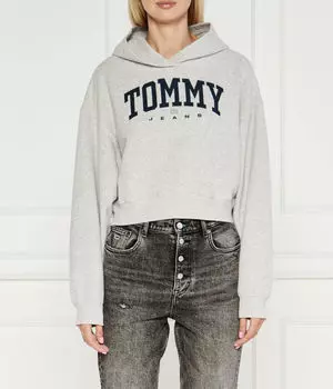 Толстовка женская Tommy Jeans короткая с логотипом, серый