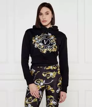Толстовка женская Versace Jeans Couture укороченная с рисунком, черный