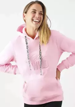 Толстовка Zwillingsherz с капюшоном и анималистичным узором на кулиске, розовый