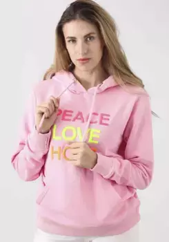 Толстовка Zwillingsherz с капюшоном "Патриция", спицами Мир-Любовь-Надежда, розовый