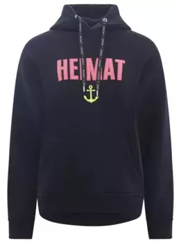 Толстовка Zwillingsherz, с капюшоном, принтом сзади, детальным принтом спереди, неонового цвета, цвет морской волны