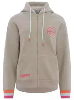 Толстовка Zwillingsherz с капюшоном, принтом сзади и детальным принтом спереди, бежевый