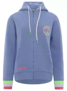 Толстовка Zwillingsherz с капюшоном, принтом сзади и детальным принтом спереди, голубой