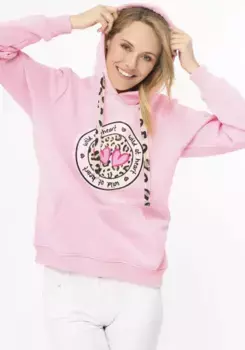 Толстовка Zwillingsherz с леопардовым принтом на завязках, розовый