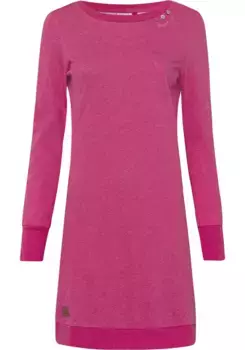 Толстовое платье в стиле рэгвир "MENITA O", с веганской аппликацией на трех пуговицах Ragwear, малиновый